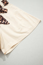 Bright Pink Leopard Contrast Sash Belt Pleated Wide Leg Shorts