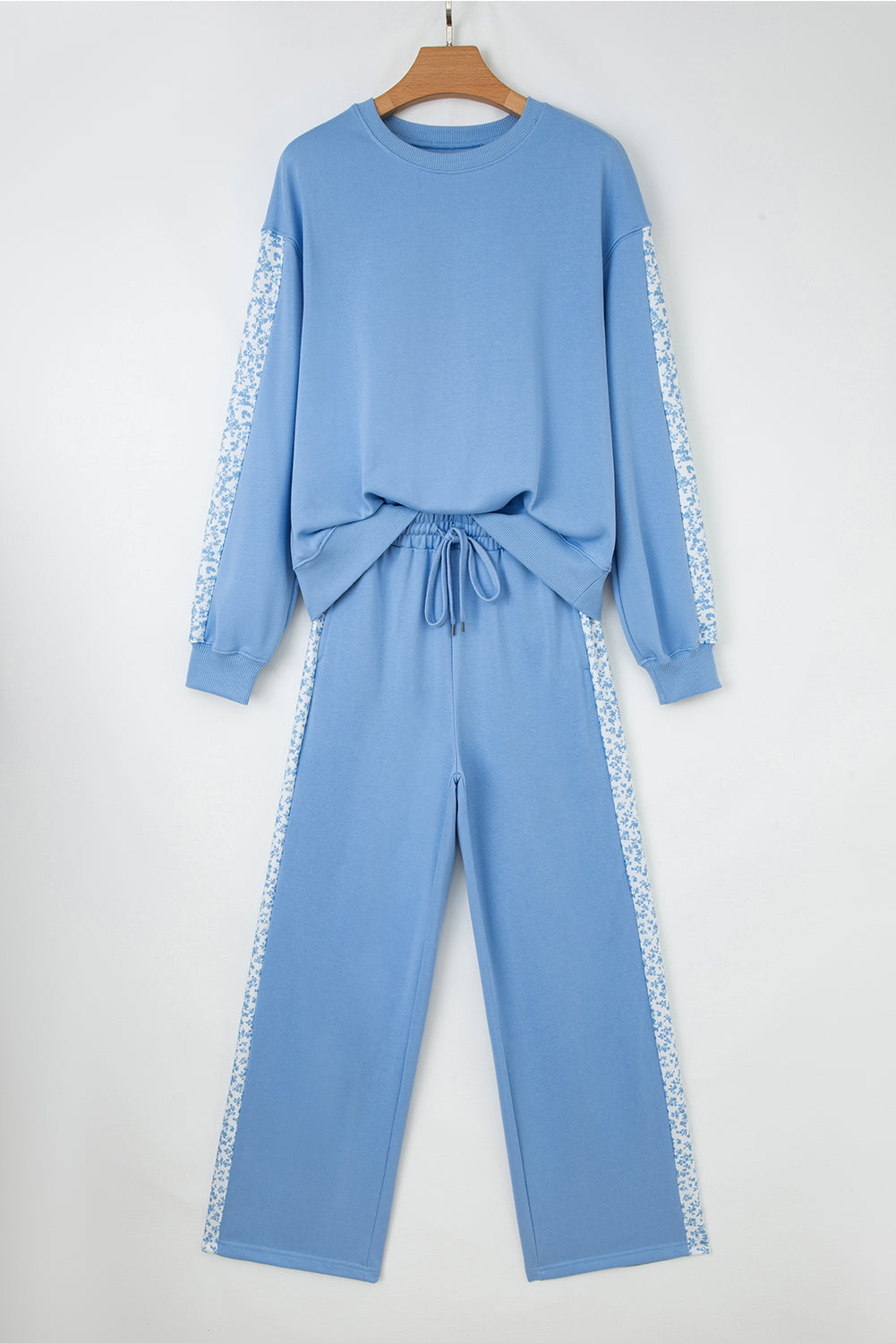 Blue Floral Lounge Set Women Cozy Comfort