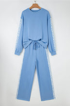 Blue Floral Lounge Set Women Cozy Comfort