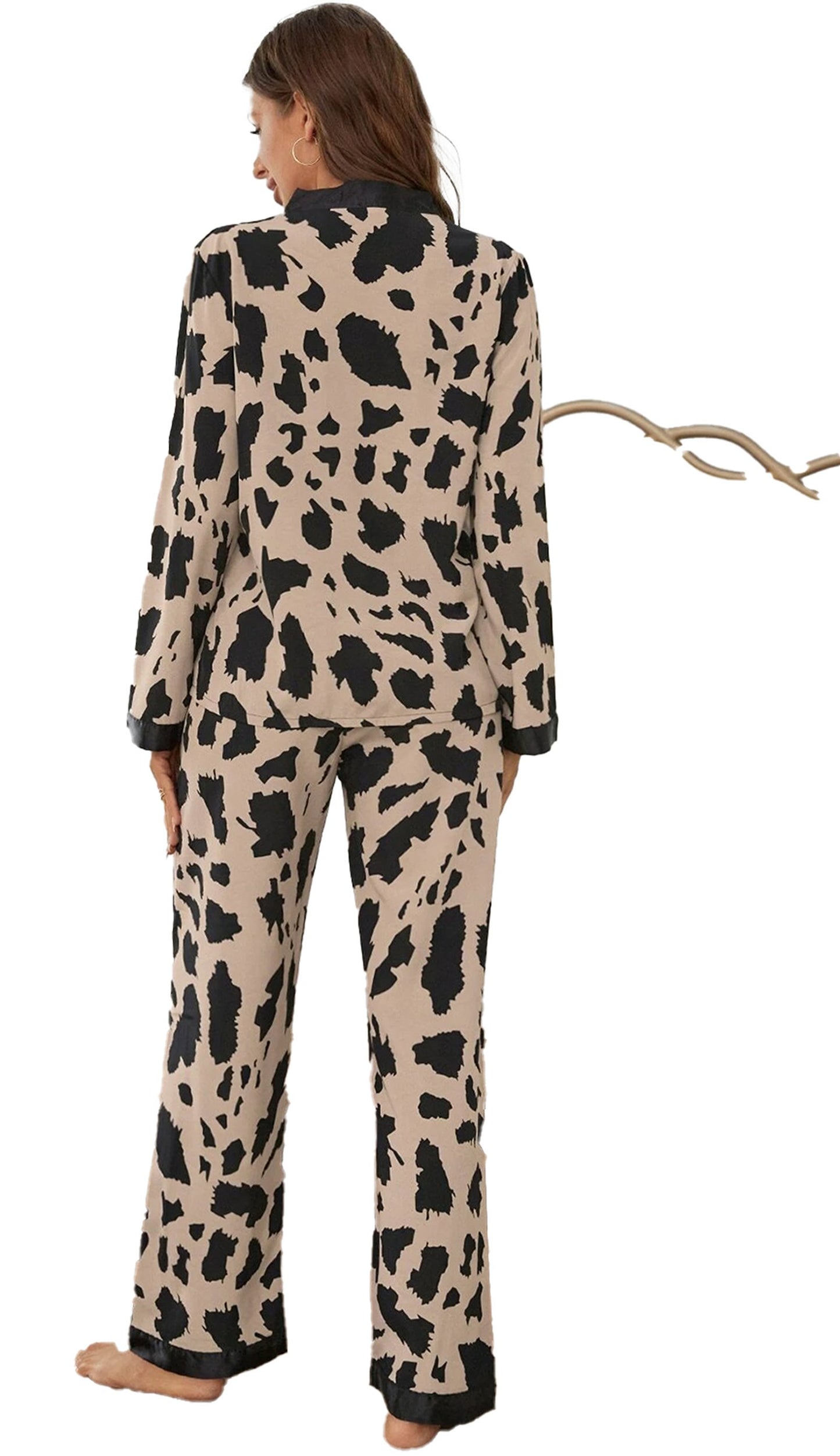 Khaki Cheetah Print Sleepwear Set