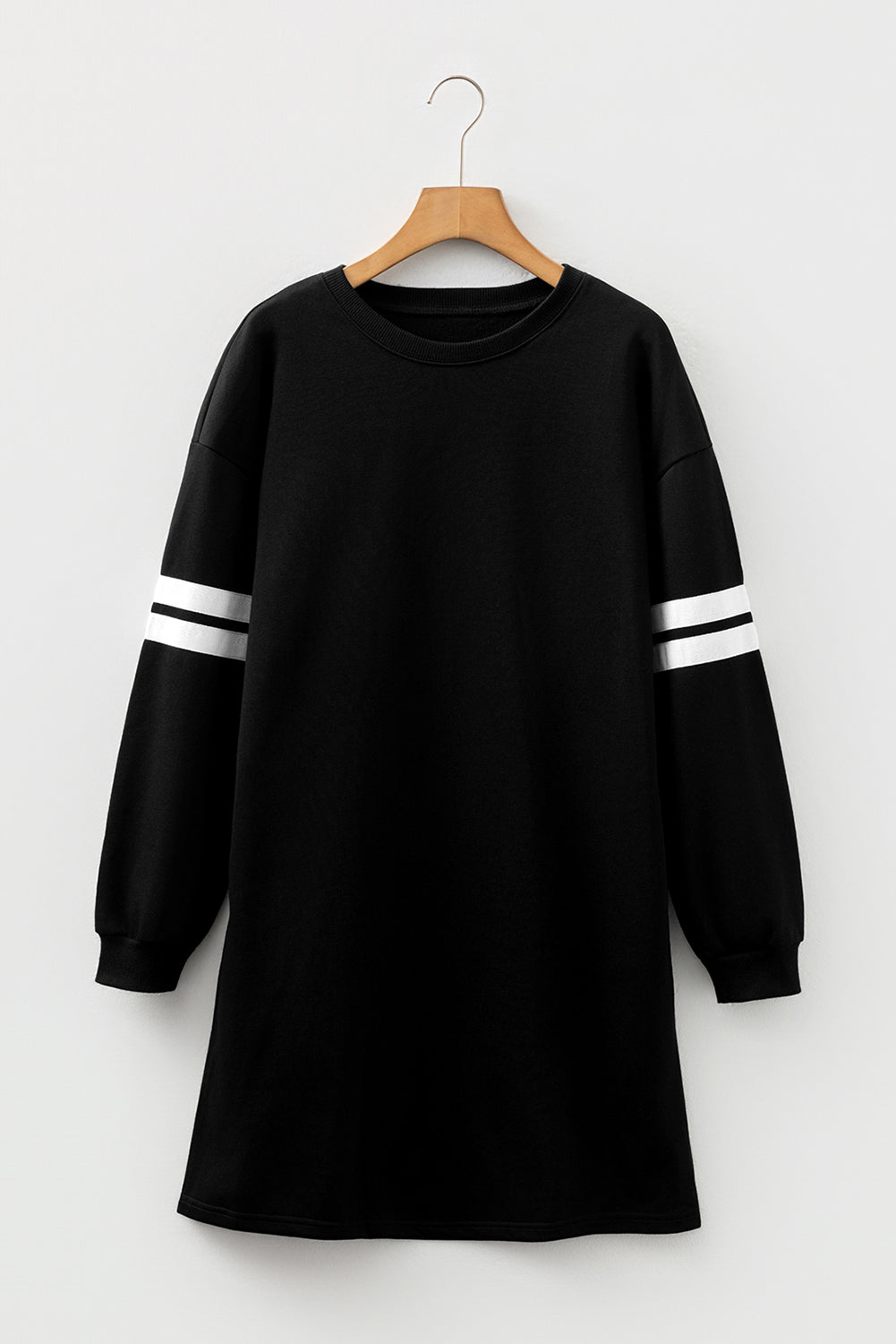 Red Varsity Sweatshirt Dress Cozy Pocketed Mini
