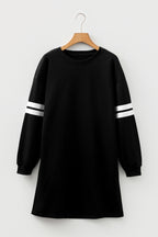 Red Varsity Sweatshirt Dress Cozy Pocketed Mini