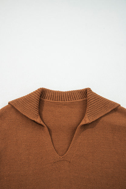 Chestnut V Neck Sweater For Women