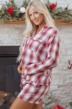 Red Plaid Lounge Set For Women