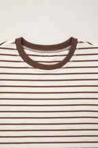 Camiseta sin mangas holgada con cuello redondo y ribete de canalé a rayas rojas