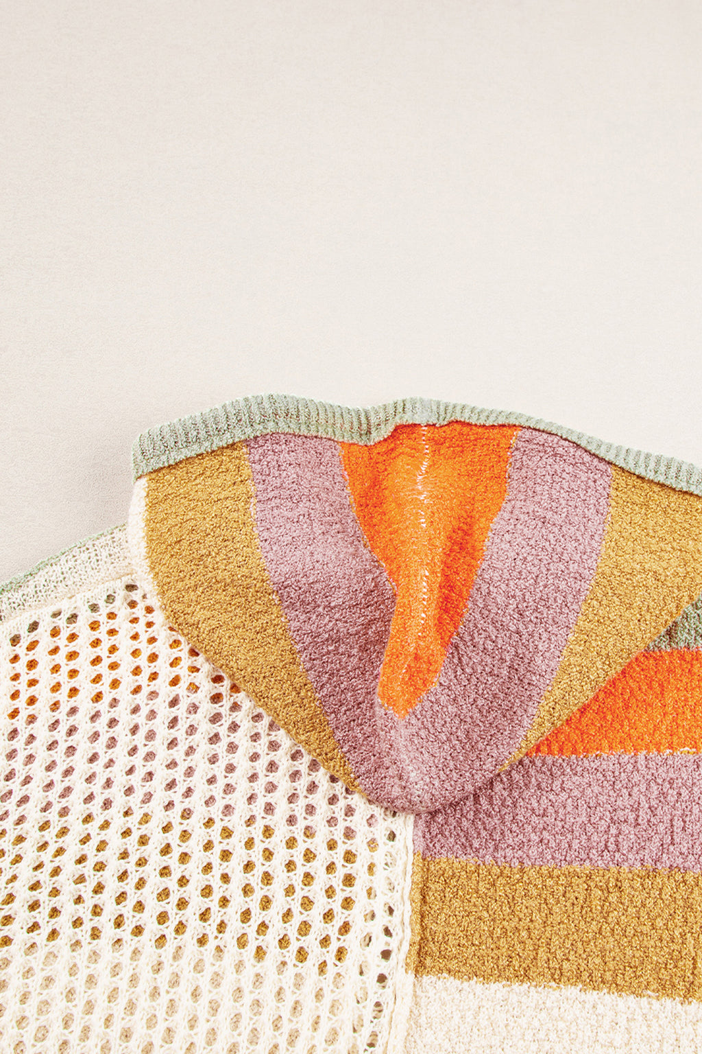 Beige Oversized Colorblock Sweater