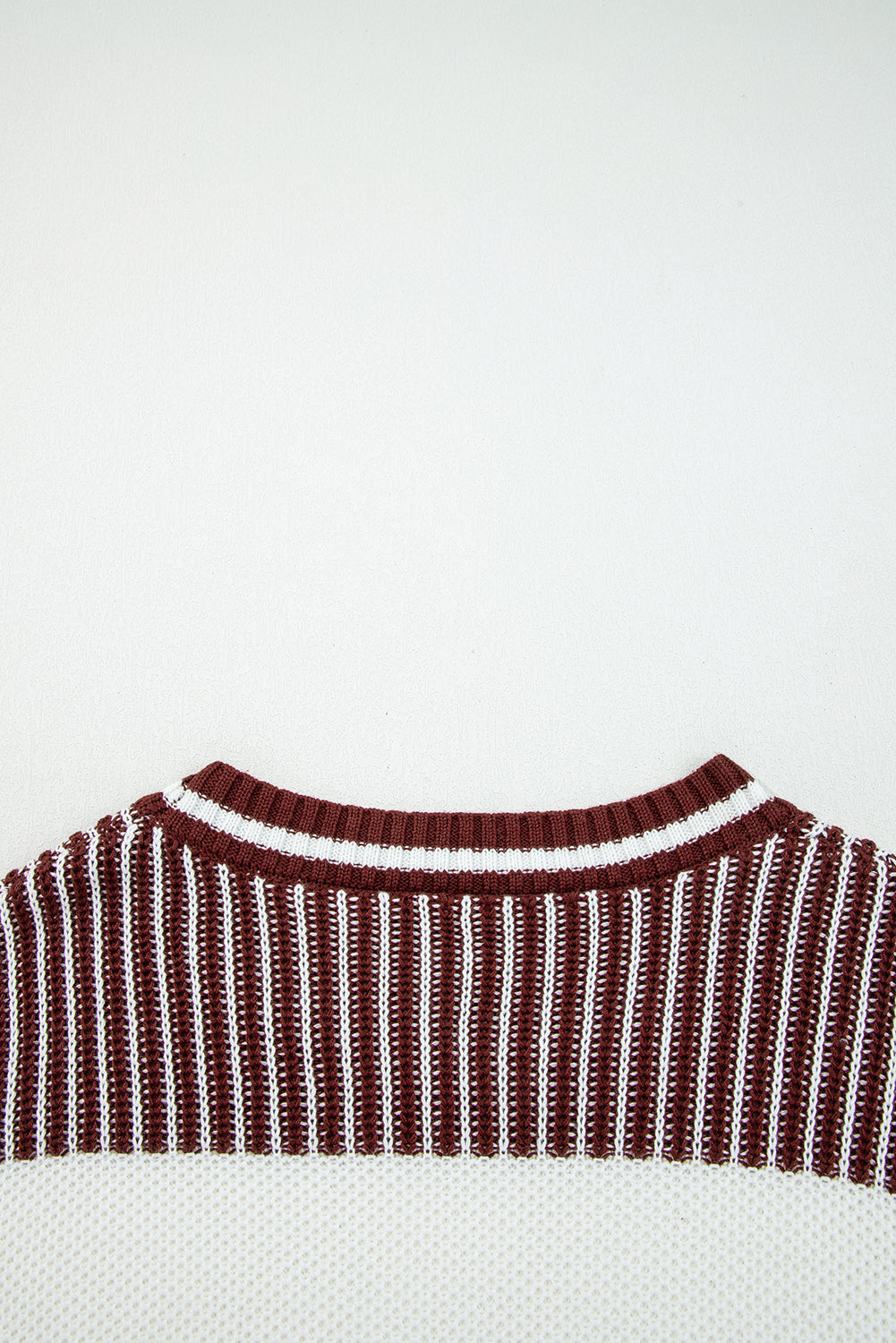 Brown Striped Patchwork Sweater For Trendy Look
