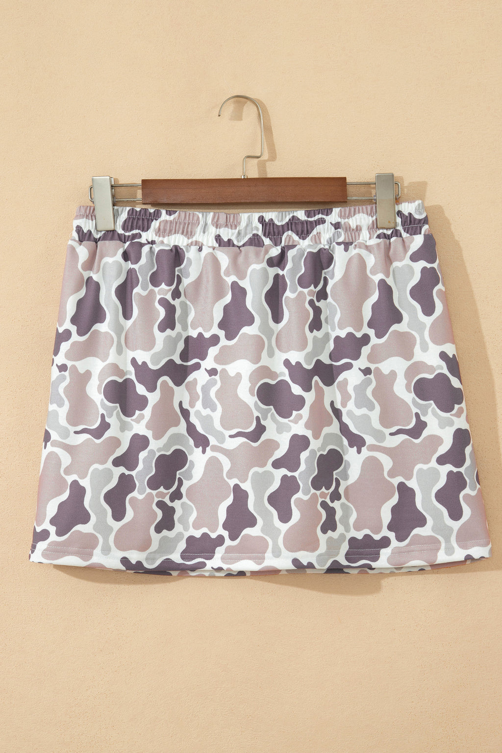 Sky Blue Abstract Camo Elastic Waist Drawstring Mini Skort