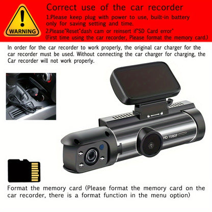 1080p Dual Dash Cam With Night Vision