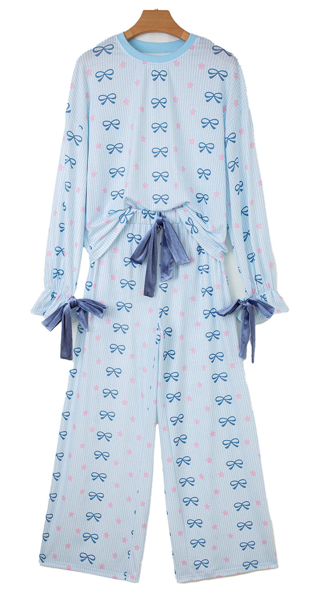 Sky Blue Stripe Lounge Set For Comfort