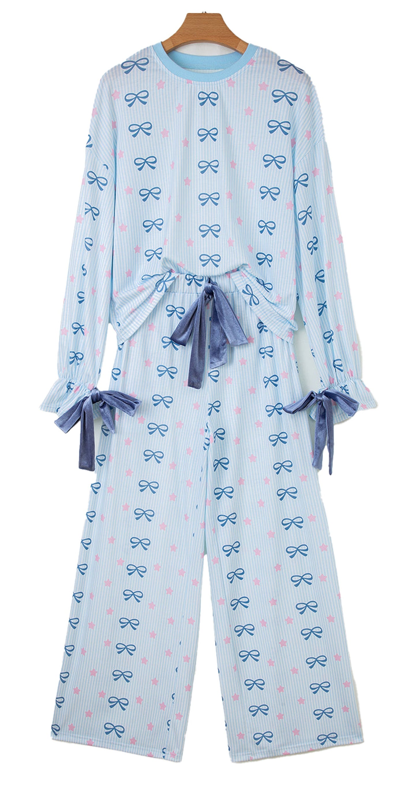 Sky Blue Stripe Lounge Set For Comfort