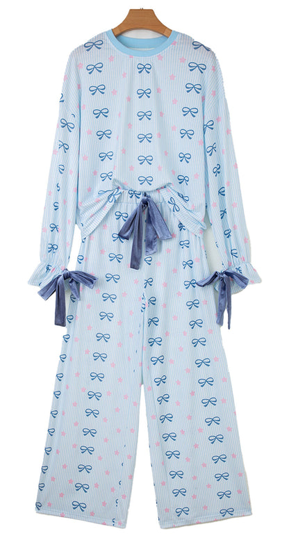 Sky Blue Stripe Lounge Set For Comfort