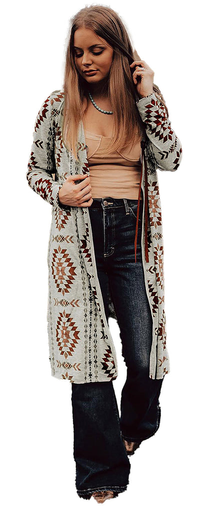 Brown Aztec Cardigan For Women