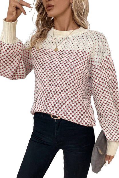 Black Contrast Lantern Sleeve Sweater