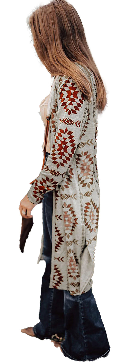 Brown Aztec Cardigan For Women