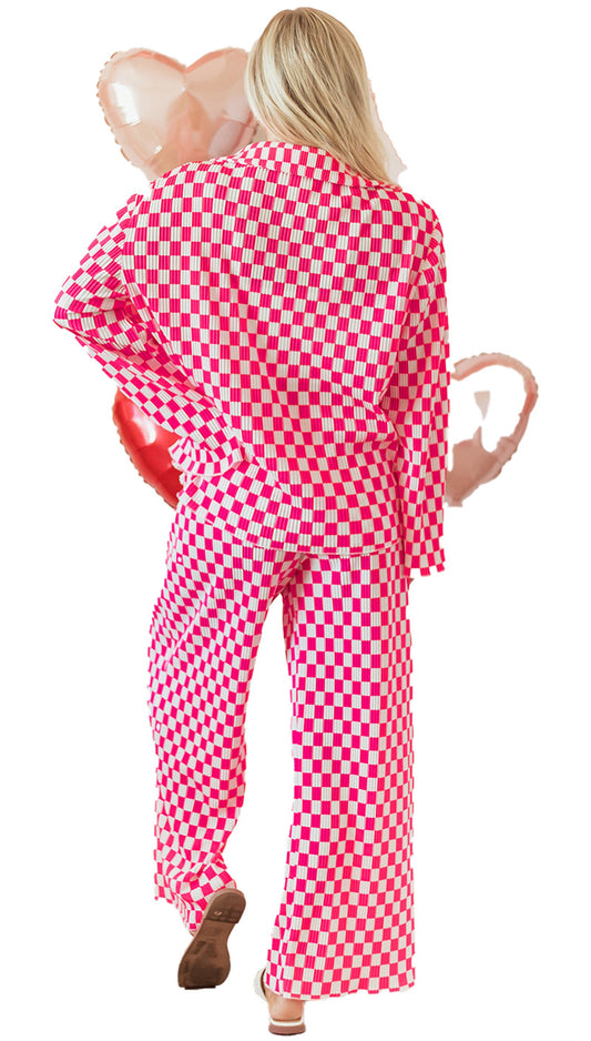 Pink Checkered Pajama Set For Cozy Nights