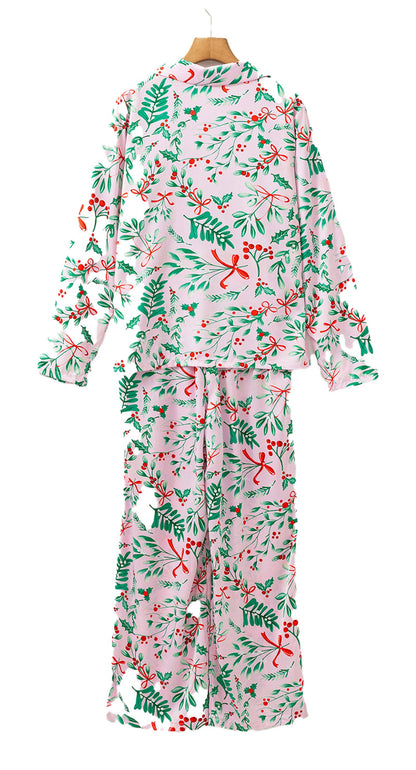 Pink Christmas Pajama Set For Women