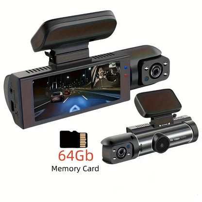 Dual Camera Dash Cam For Cars With 64gb Card