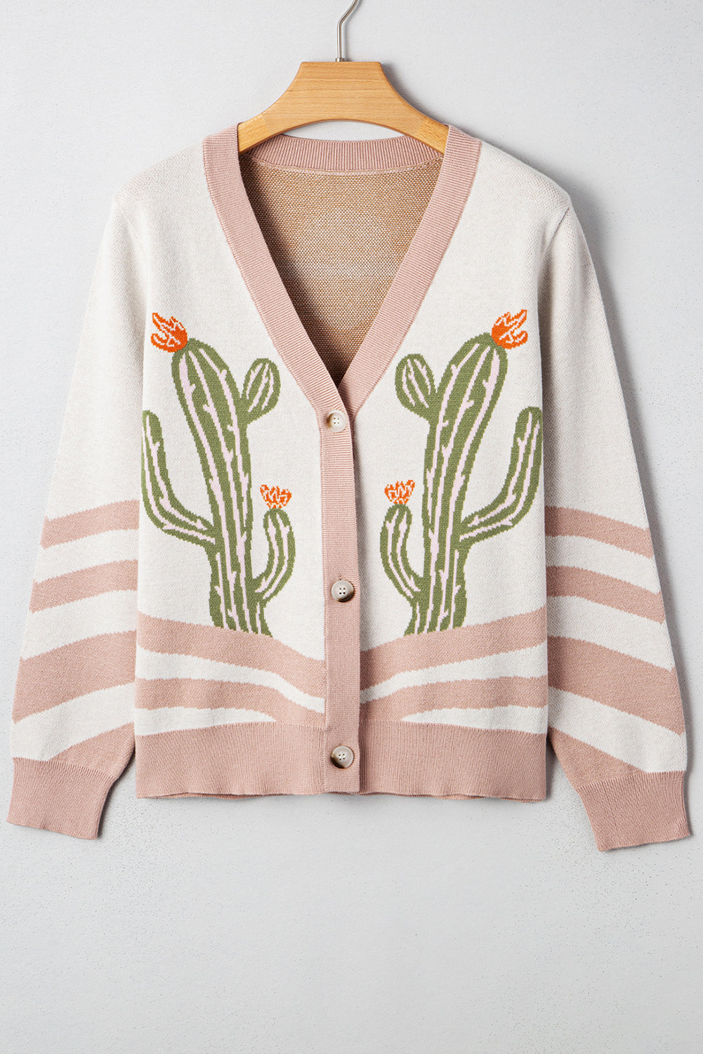 Apricot Cactus Sweater Cardigan For Trendy Style
