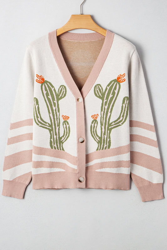 Apricot Cactus Sweater Cardigan For Trendy Style