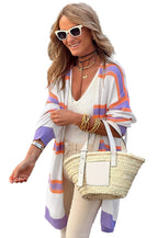 Beige Striped Cardigan For Women