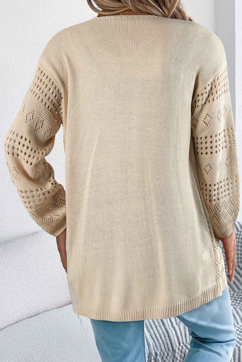 Smoke Gray Knit Open Front Cardigan