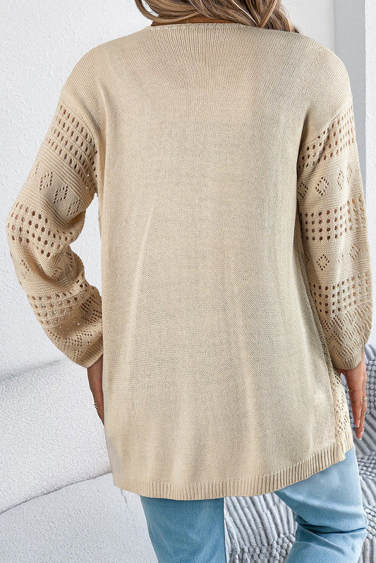 Smoke Gray Knit Open Front Cardigan