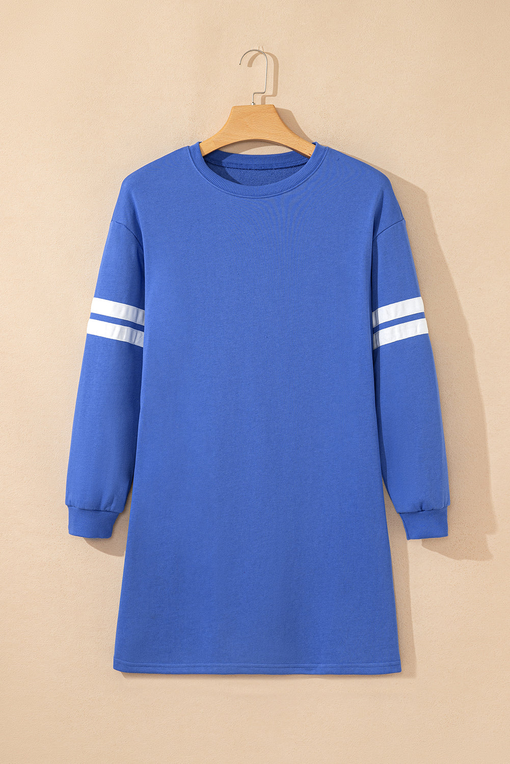Red Varsity Sweatshirt Dress Cozy Pocketed Mini