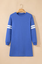 Red Varsity Sweatshirt Dress Cozy Pocketed Mini