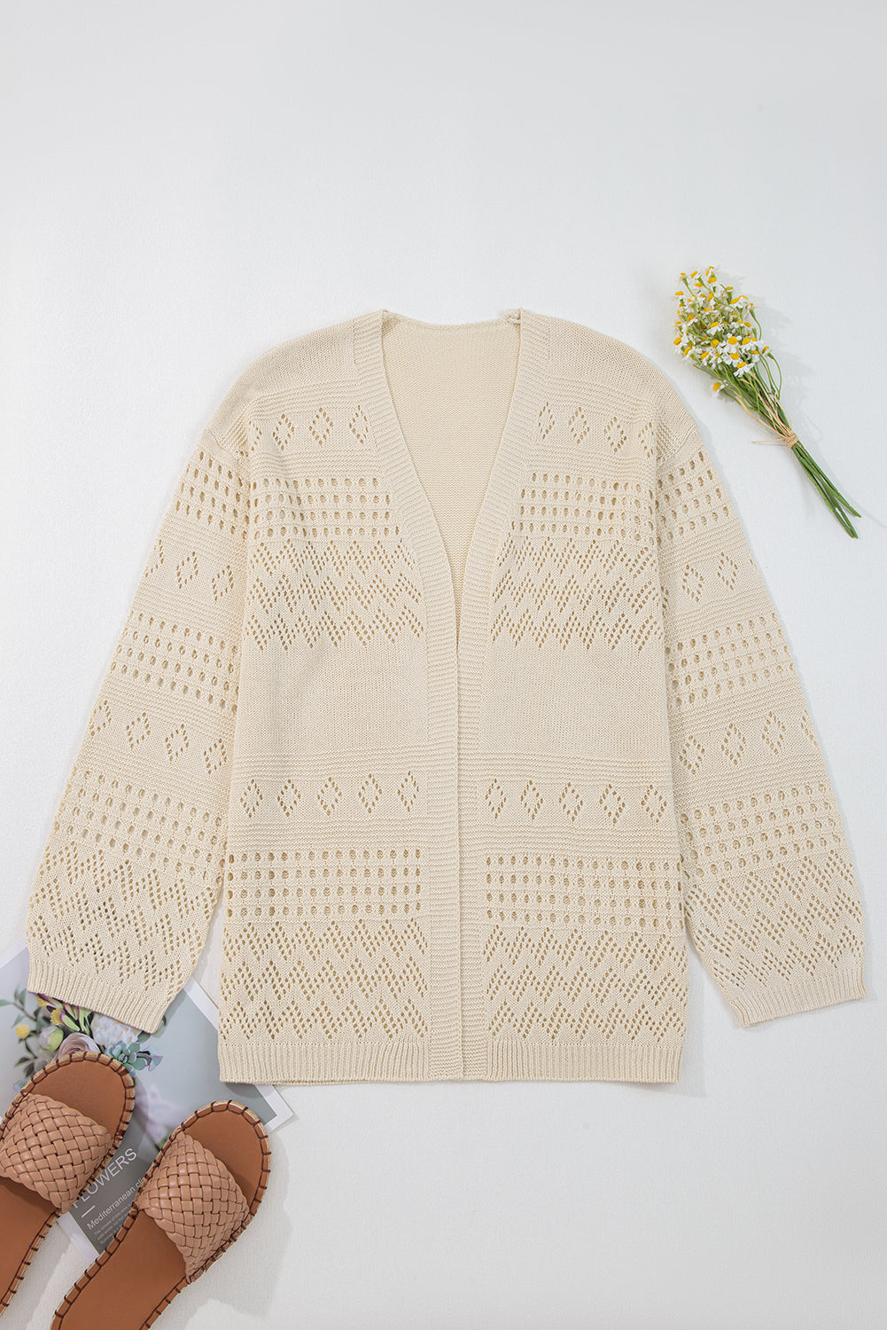 Smoke Gray Knit Open Front Cardigan