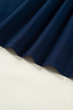 Navy Blue Button Detail Leopard Metallic Trim Short Sleeve Tunic Dress