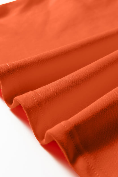 Red Varsity Sweatshirt Dress Cozy Pocketed Mini