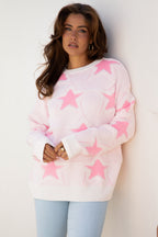 Pink Star Oversized Sweater For Cozy Style