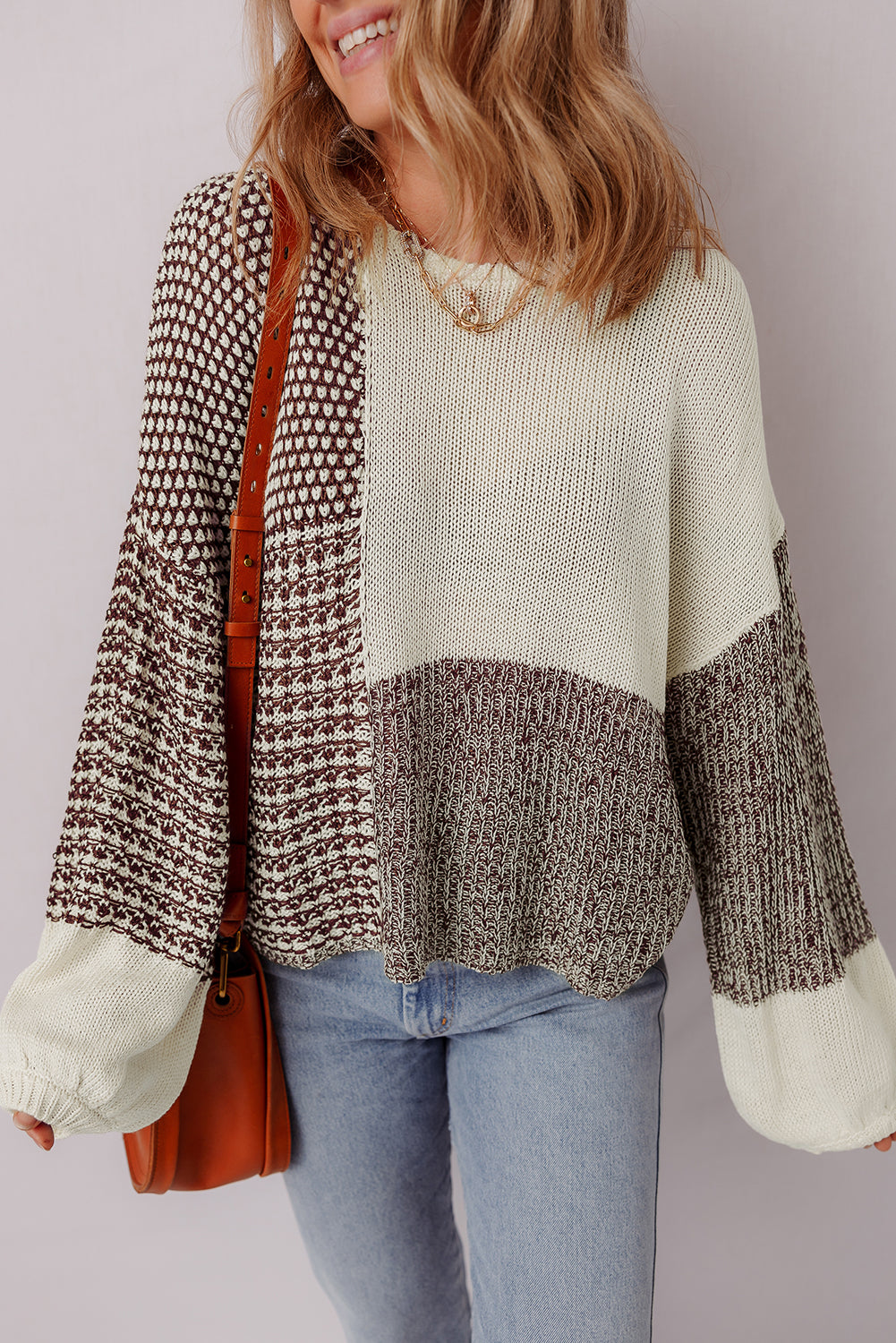 Dark Khaki Color Block Sweater