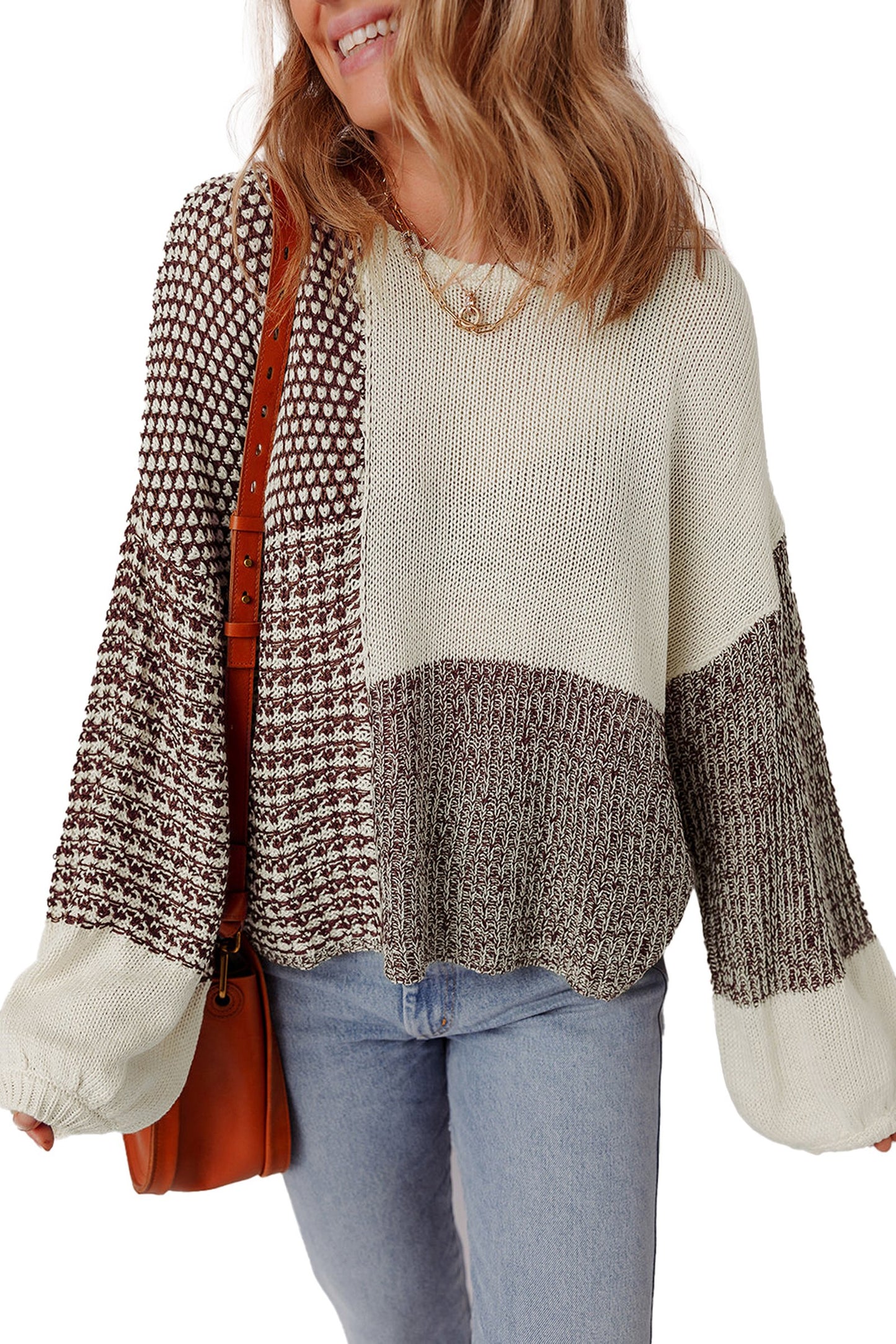 Dark Khaki Color Block Sweater