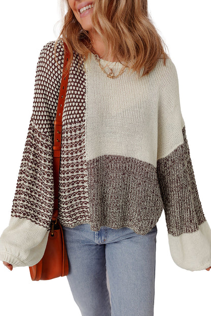 Dark Khaki Color Block Sweater