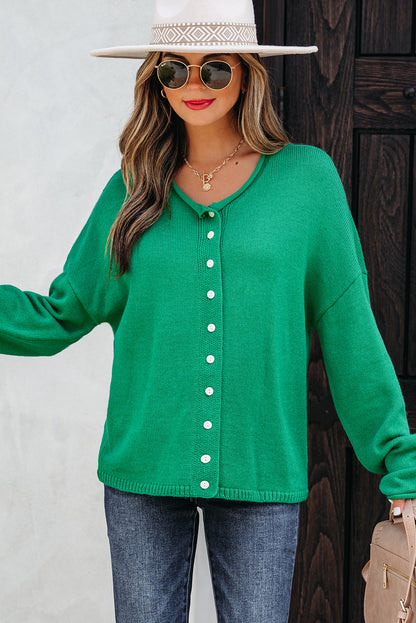 Bright Green Knit Cardigan For Trendy Styles