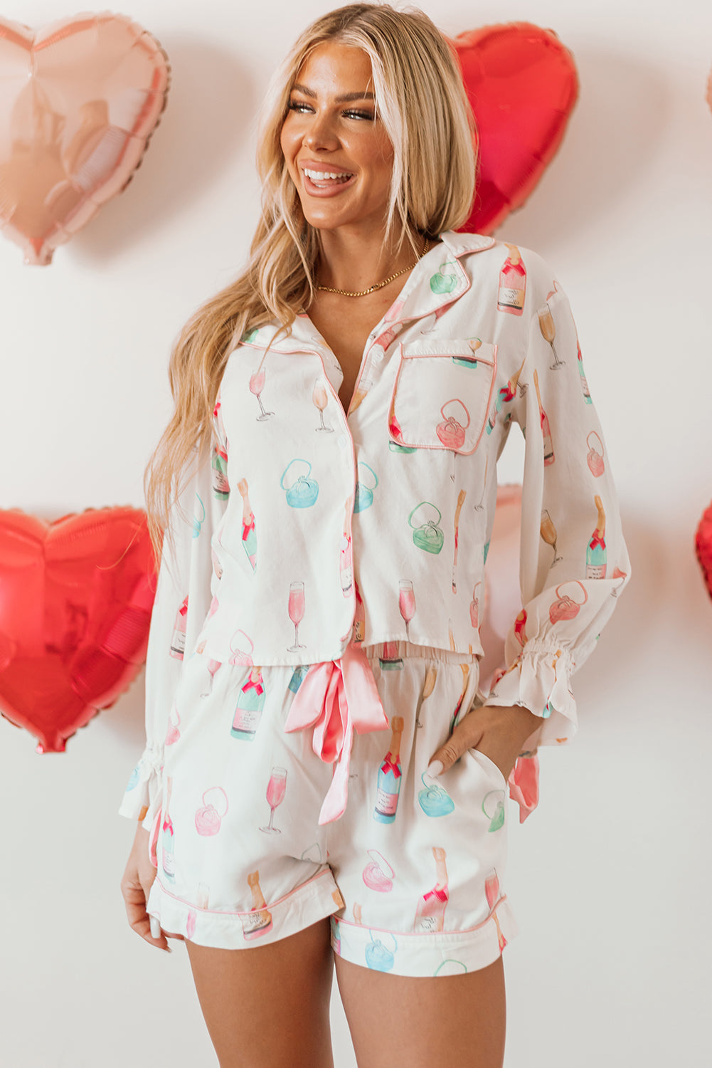 Christmas Wine Glass Pajama Set