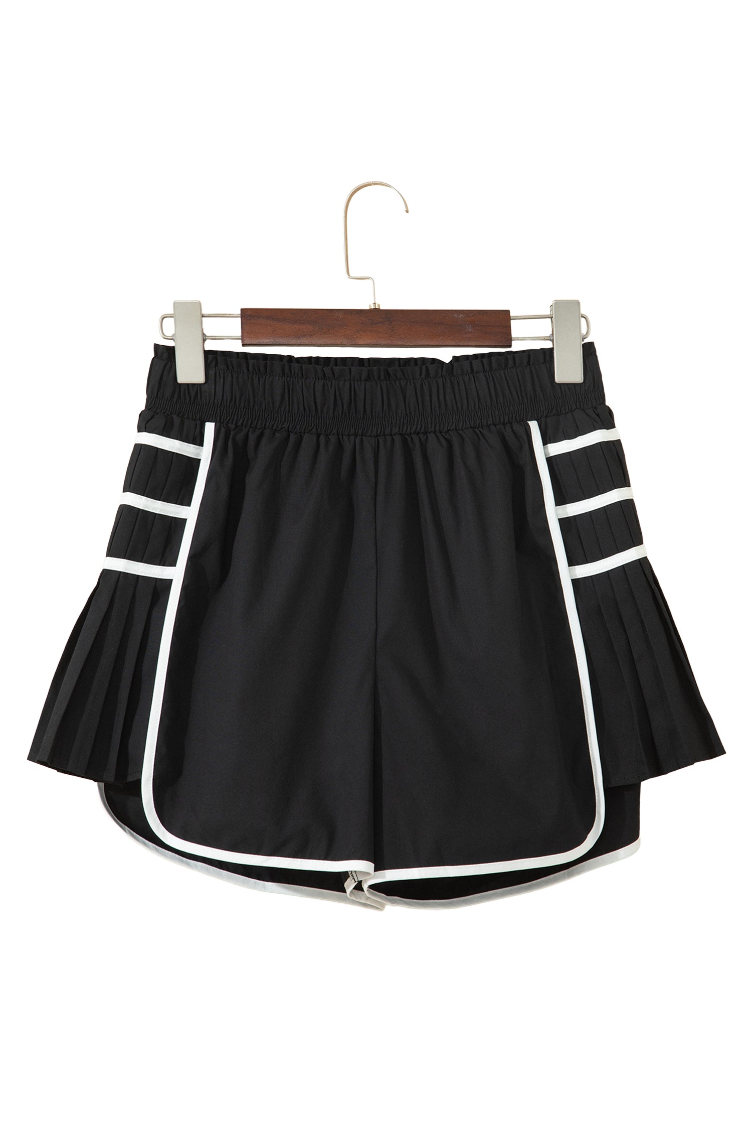Bonbon Contrast Trim Pleated Casual Active Shorts