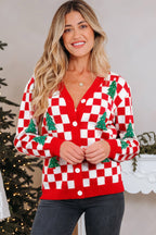 Pink Checkered Christmas Cardigan
