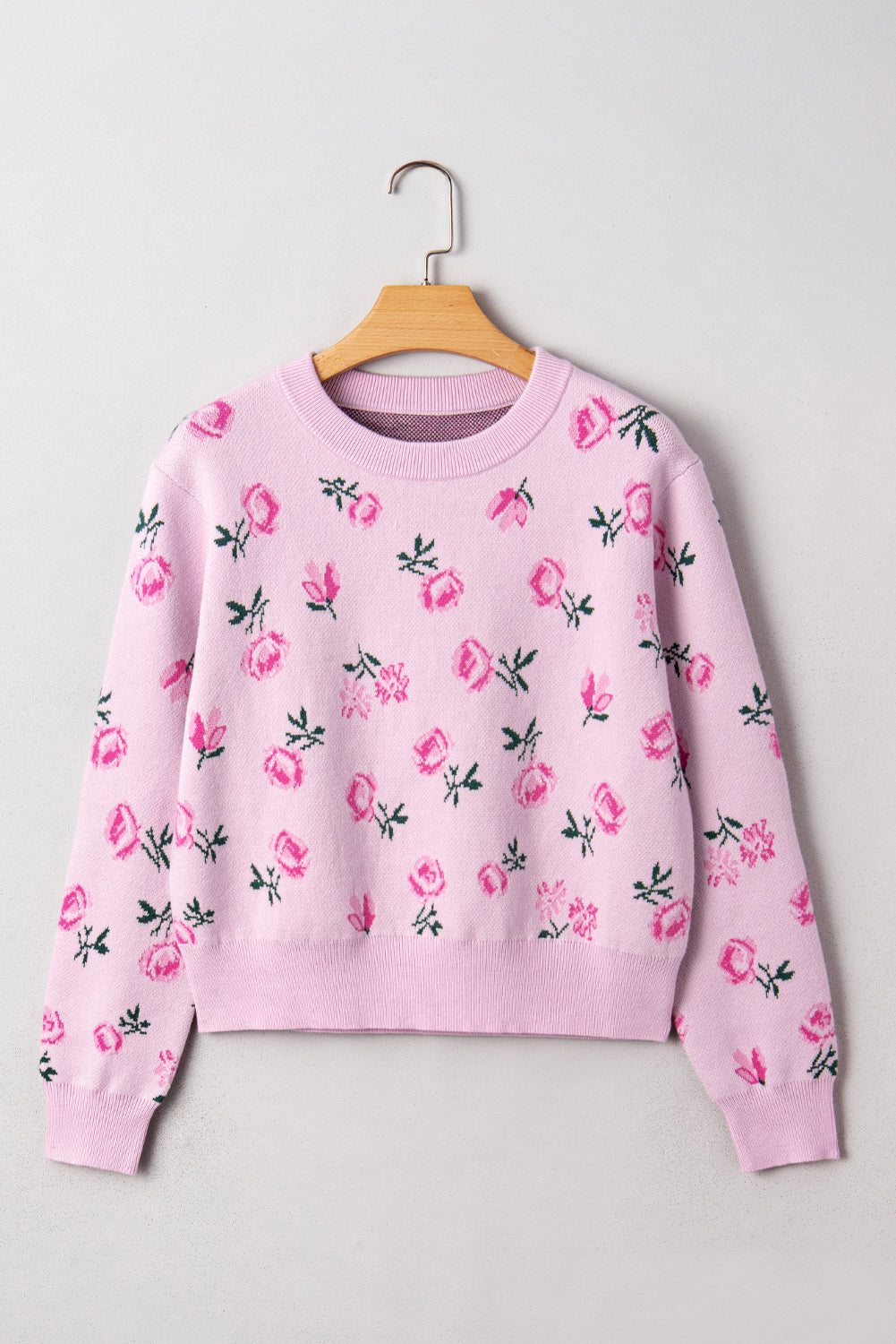 Floral Print Cropped Sweater For Trendy Style