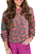Purple Space Dye Sweater For Trendy Looks