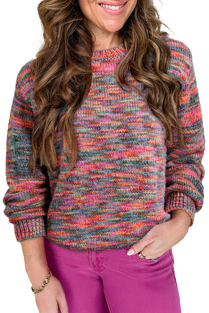 Purple Space Dye Sweater For Trendy Looks