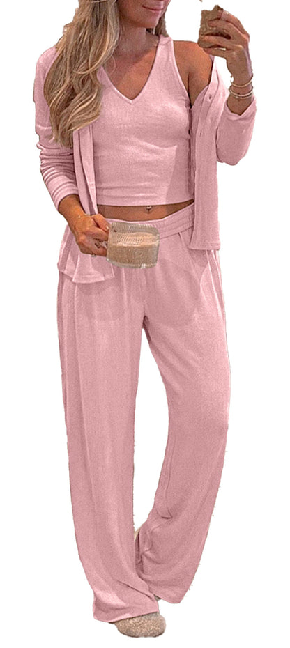 Oatmeal Knit Lounge Set Pajama Set