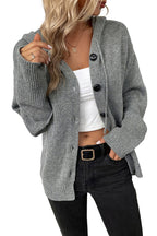 Medium Grey Hooded Sweater Cardigan