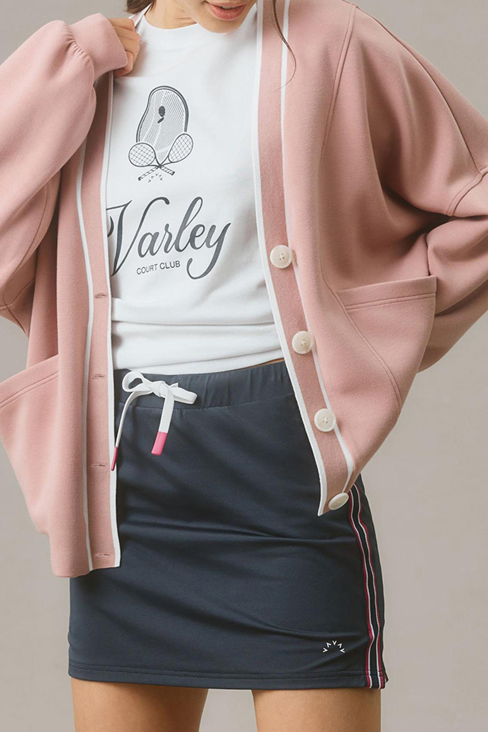 Pink Stripe Knit Cardigan For Stylish Layers