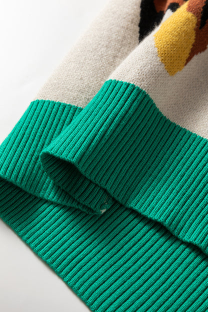 Apricot Animal Print Knit Sweater