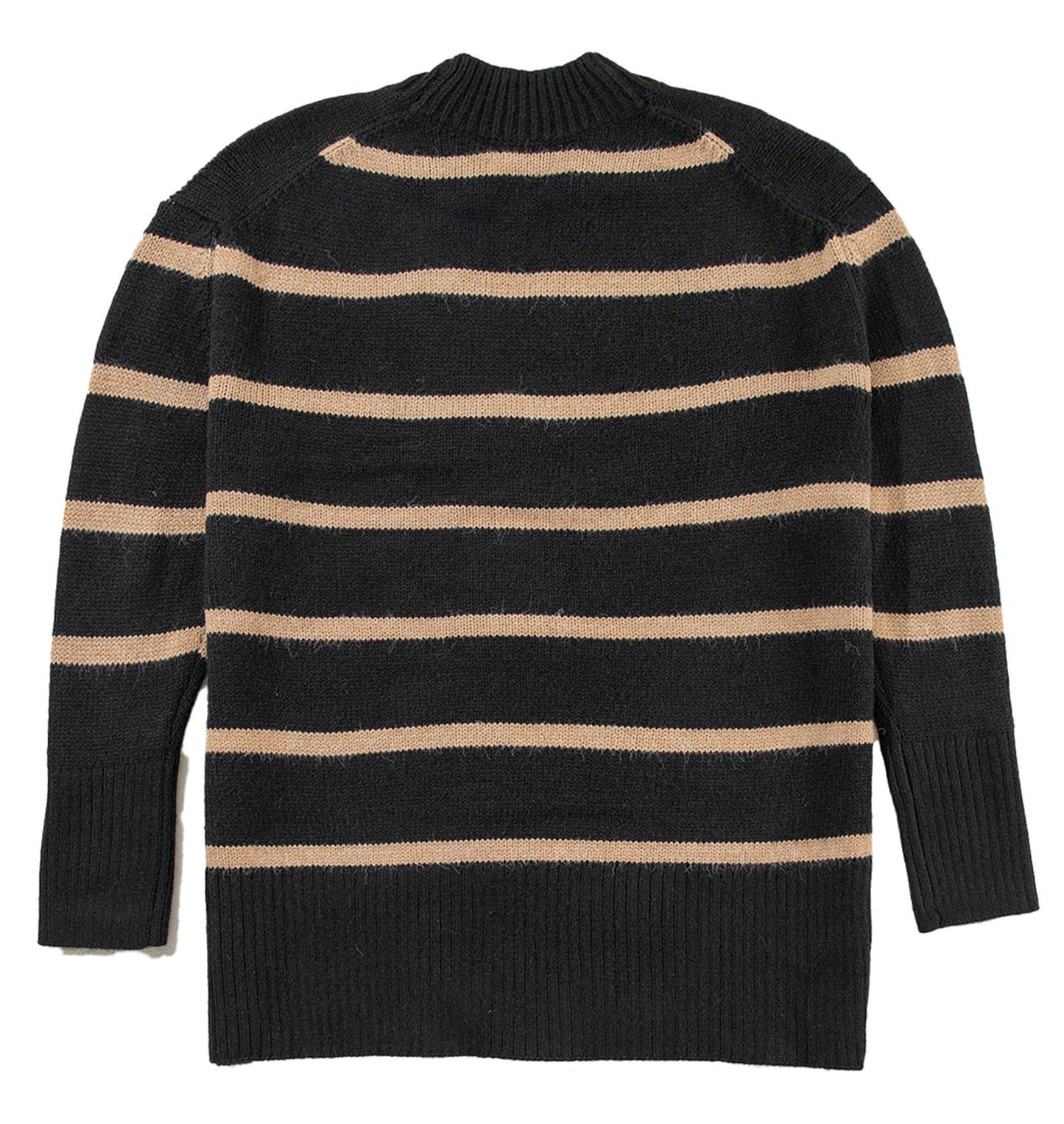 Black Stripe Buttoned Cardigan For Fashionistas