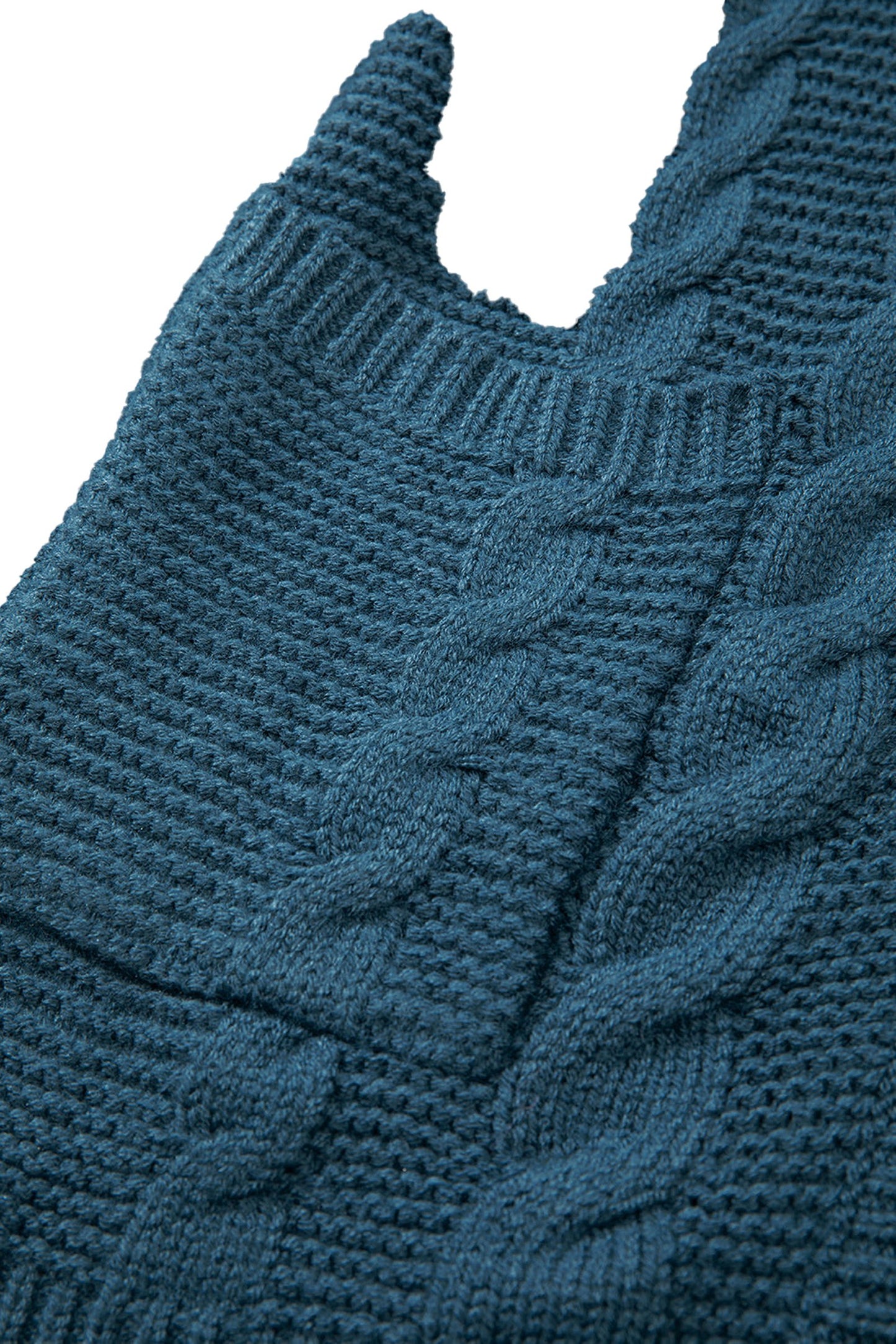 Peacock Blue Cable Knit Cardigan