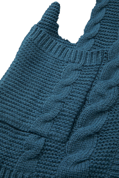 Peacock Blue Cable Knit Cardigan